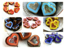24x22mm Opal Blue heart focal beads czech glass - 3Pc