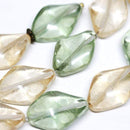 19x13mm Antique green oval, Pale beige twist beads mix - 6Pc