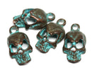 4pc skull charms Green Patina Copper 18mm