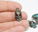 4pc skull charms Green Patina Copper 18mm