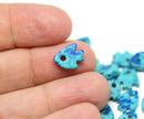 20pc Mixed Blue Ceramic Fish beads 10mm