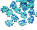 20pc Mixed Blue Ceramic Fish beads 10mm