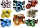 14mm Brown Topaz Pansy flower czech glass beads Golden coating - 6pc