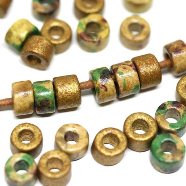 6x4mm Yellow Green Golden Tube beads mix 40pc