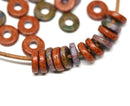 8mm Brown Purple ceramic rondelle beads mix, 25pc