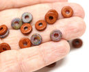 8mm Brown Purple ceramic rondelle beads mix, 25pc