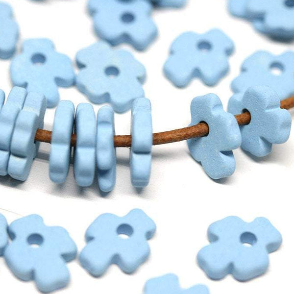 10mm Blue flower ceramic beads 40pc