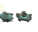 2pc Green patina Turtle charms with hole