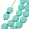 10x9mm Turquoise Green glass flat oval beads - 10Pc