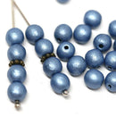6mm Montana blue czech glass round druk beads 30Pc
