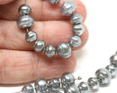 Grey silver Faux pearls czech glass round beads mix 6mm 8mm - 30Pc