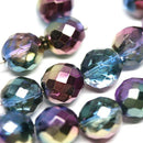 12mm Glass beads Peacock czech glass fire polished ball beads Purple Green 8pc