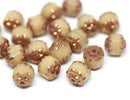 6mm Beige Gold cathedral beads Czech glass Golden ends 20Pc