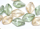19x13mm Antique green oval, Pale beige twist beads mix - 6Pc