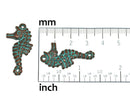 2pc Seahorse Green patina beach jewelry charms 33mm