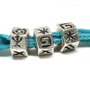 3pc Large hole hexagon beads Antique silver Ancient symbols