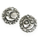 2pc Sun and Crescent Moon zodiac charms Antique silver