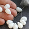 6Pc Pearly white czech glass teardrop Briolettes, large white drops -10x14mm