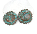 2pc Sun Moon charms Green patina Copper 20mm