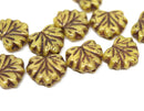 11x13mm Yellow Brown leaf beads Maple leaves Autumn colors Czech glass pressed beads - 10pc