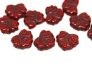 11x13mm Dark Red and Black glass beads maple leaf Czech glass - 10Pc