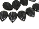 12x16mm Black side drilled leaf czech glass pressed beads - 10pc