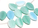 12x16mm Mint green side drilled leaf Czech glass beads - 10pc