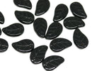14x9mm Black Czech glass leaves Jet Black pressed leaf beads - 20pc