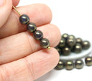 6mm Czech glass beads Metallic dark brown green round druk spacers 50Pc