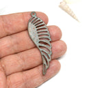 57mm Angel Wing pendant bead Green patina on copper