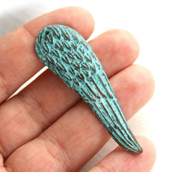 Angel Wing pendant bead Green patina