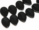 12x16mm Black side drilled leaf czech glass pressed beads - 10pc
