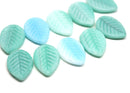 12x16mm Mint green side drilled leaf Czech glass beads - 10pc