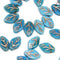 12x7mm Blue leaf beads Czech glass pressed leaves - 25pc