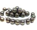 6mm druk Czech glass beads Metallic dark green round spacers - 30Pc