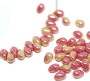 4x6mm Pink small drops Beige pink mixed color Czech glass - 50Pc