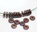 8mm Copper Metalized rondelle beads, Purple luster 20pc