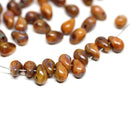 4x6mm Brown yellow picasso czech glass teardrop beads 50pc