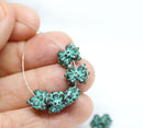 6pc Green patina copper small Flower beads