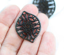 2pc Gunmetal Black Large Oval Filigree charms, Openwork