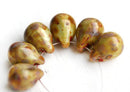 6Pc Picasso Teardrop beads briolettes, Green Brown czech glass drops - 10x14mm