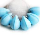 6Pc Sky blue Teardrop beads, Matte Sky Blue czech glass drops - 10x14mm