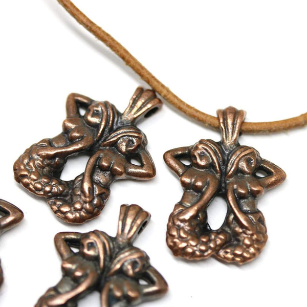 4pc Antique copper two Mermaids charms