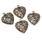 4pc Antique copper Filigree heart charms