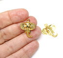 2pc Golden tone Elephant head charms