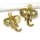 2pc Golden tone Elephant head charms