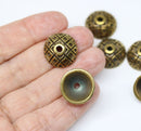 6pc Antique brass 18mm large bead caps