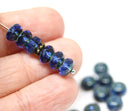 4x7mm Dark blue czech glass rondelle beads - 25pc