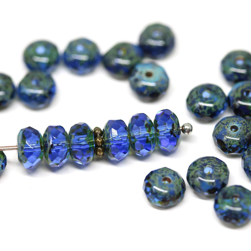 4x7mm Dark blue czech glass rondelle beads - 25pc