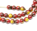6mm Red yellow czech glass round beads with luster 30Pc